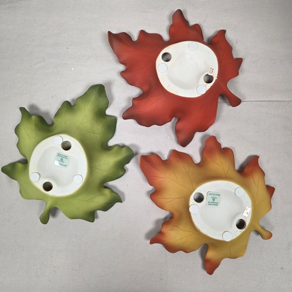 PartyLite Autumn Leaf Candle Holders - Red, Green, Orange - Picture 4 of 9